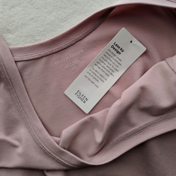 Eileen Fisher Tank Organic Cotton Stretch Jersey Scoop Neck Light Plum L NWT - Picture 12 of 12